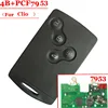 Replacment (1 pcs ) 4 Button Smart Card with pcf7953 433mhz for Renault  Clio Smart Card With Free Protect Silicone Case ► Photo 2/4