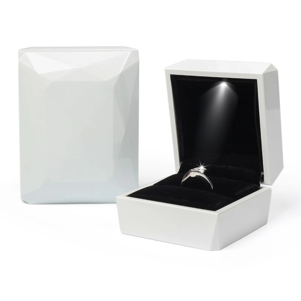 AUGKUN Светодиодный светящийся серьги кольцо ожерелье Подарочная коробка Свадебное обручальное кольцо высшего класса коробка для ювелирных изделий