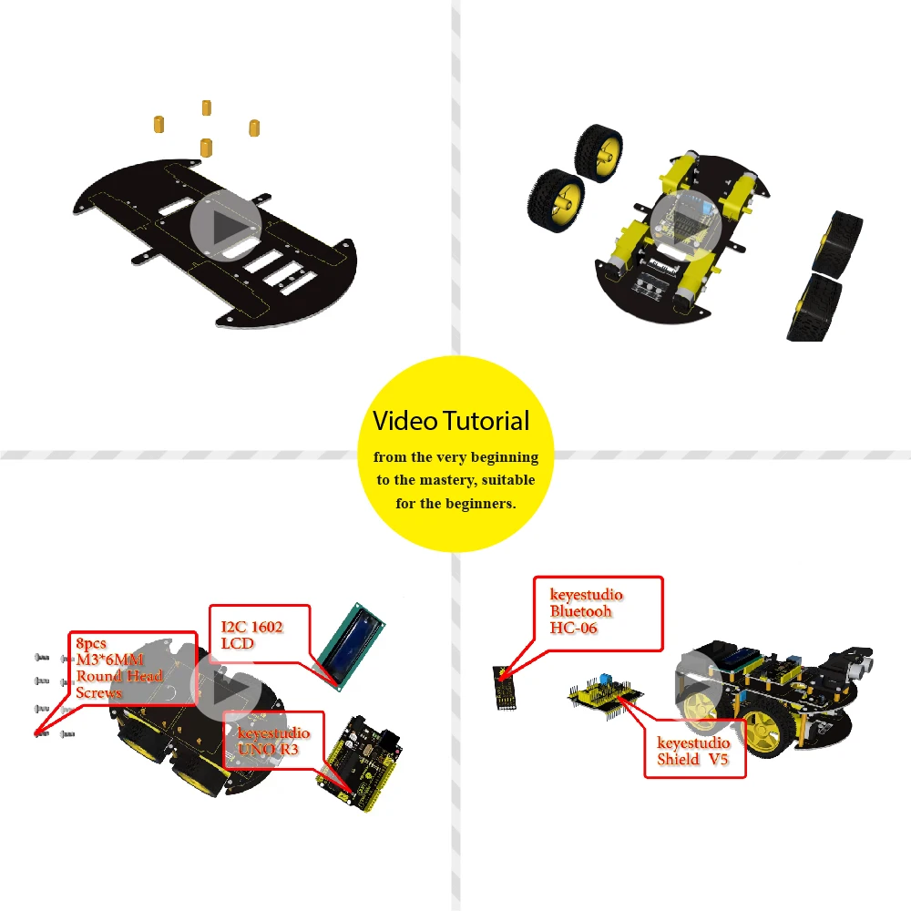 Keyestudio 4WD Bluetooth Многофункциональный DIY робот автомобиль для Arduino робот обучения Программирование+ Руководство пользователя+ PDF(онлайн)+ видео