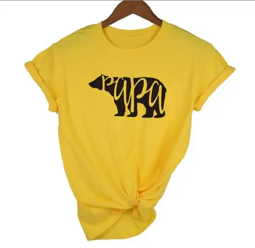 PADDY DESIGN MAMA Bear Baby Papa Family Matching Tshirt Pregnancy Announcement New Born Mom Top Tee Cute Letter Printed T Shirt - Цвет: yellow t black PAPA