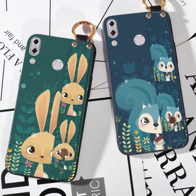 

Wrist Strap Rabbit Case For Asus Zenfone Max Pro M2 ZB631KL Ring Holder Cover For Asus 5 5Z ZE620KL ZS620KL Frosted Cases Coque