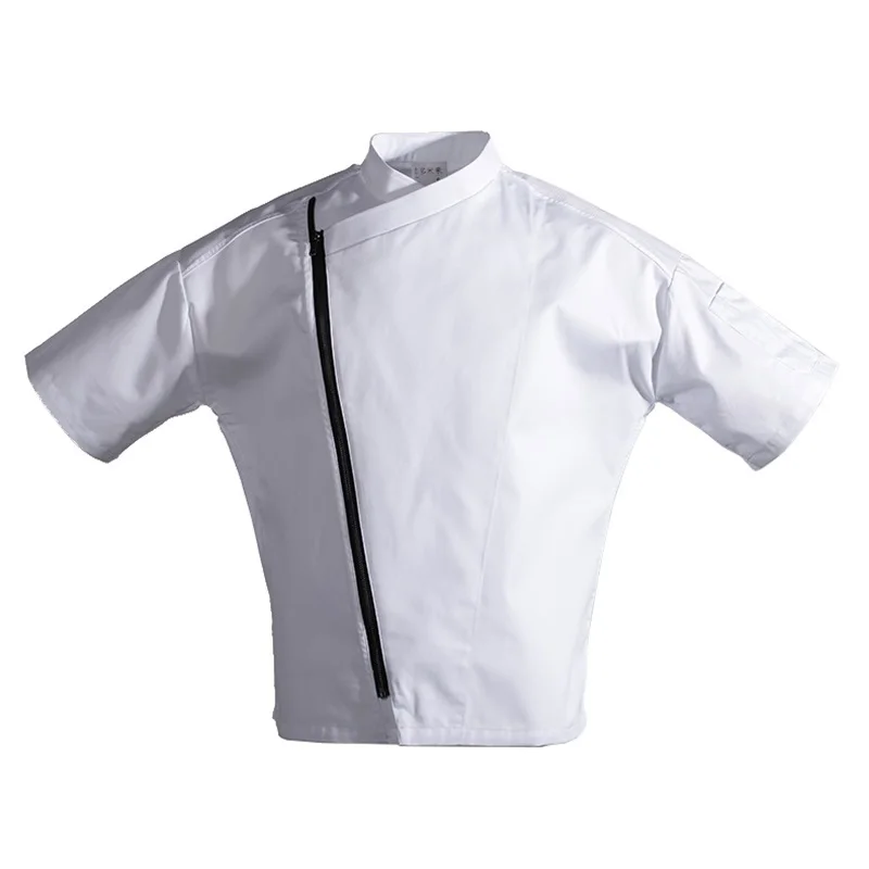  Summer New Restaurant&Pantry&Hotel Woman Man Short Sleeve Thin Kitchen Chef Jacket Zipper Chef Unif - 32881821345