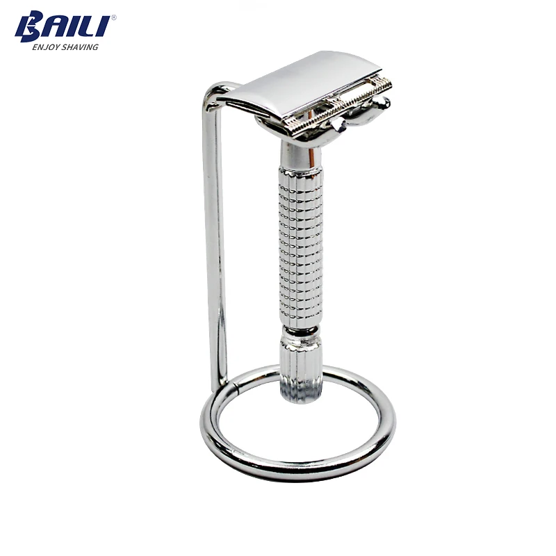 

BAILI Classic Men's Manual Barber Blade Safety Razor Shaver Handle Holder Beard Shaving Kit with Stand +1 Blade BT131