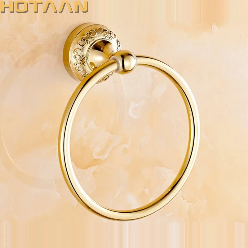

Towel Ring Luxury Flower Carved Gold Towel Ring Towel Holder Lavatory Towel Bar Bathroom Accessories Home Decoration YT-12991