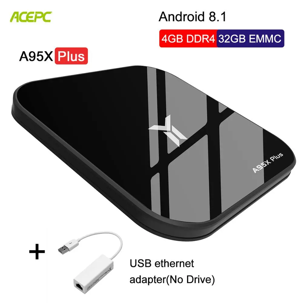 

ACEPC A95X Plus TV Box Android 8.1 Amlogic S905 Y2 TV BOX 4GB DDR4 32GB ROM 2.4G/5.8G WiFi Bluetooth4.2 4K H.265 android tv