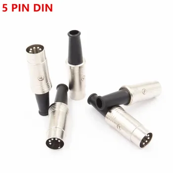 

1 piece 5 pin DIN connector 5PIN/180 male plug Metal Silver plated