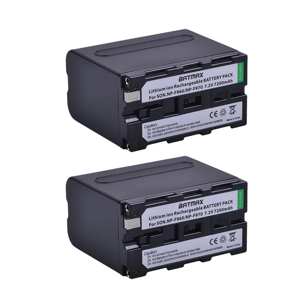Billig 2 Stücke 7,2 V 7200 mAh Np f970 NP F960 Batterien mit Led betriebsanzeige für Sony NP F960 NP F970 Akku NP F960 Batteria