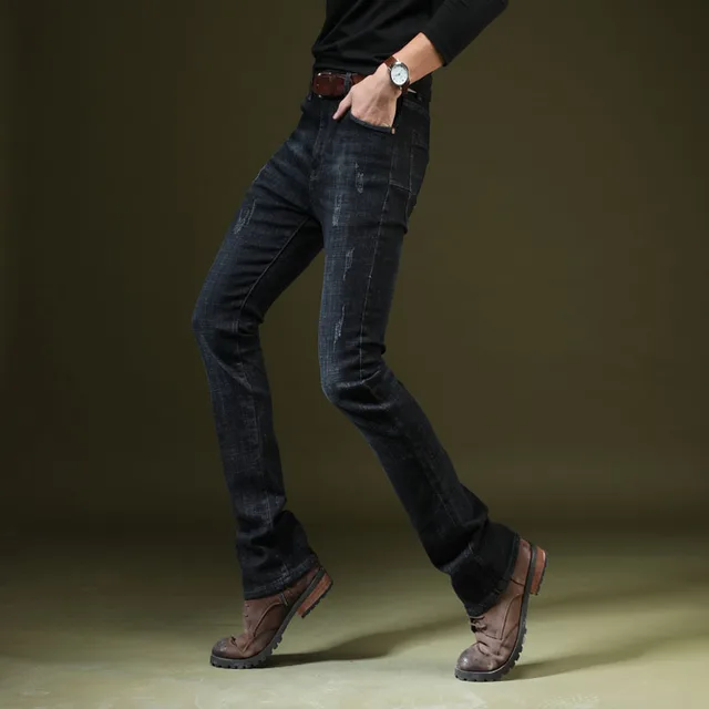 Flare Jeans For Men Stretch Denim Jeans Men Classic Black Bootcut ...