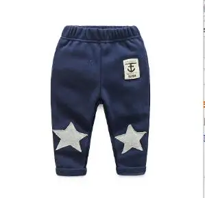 Bibicola зима детские спортивные штаны для маленьких мальчиков и девочек Штаны теплая звезда Штаны детской одежды из бархата, утепленные брюки для девочек детские леггинсы - Цвет: Синий