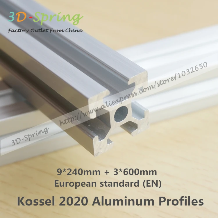 

DIY Reprap Kossel 2020 Aluminum Profiles 9*240mm + 3*600mm European standard (EN) For 3D Printer Frame Parts
