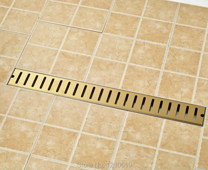 Недавно Европейский стиль Прямоугольник Золото полированный душ крылом длинный дренаж пола в ванной Gound крылом 90*10 см