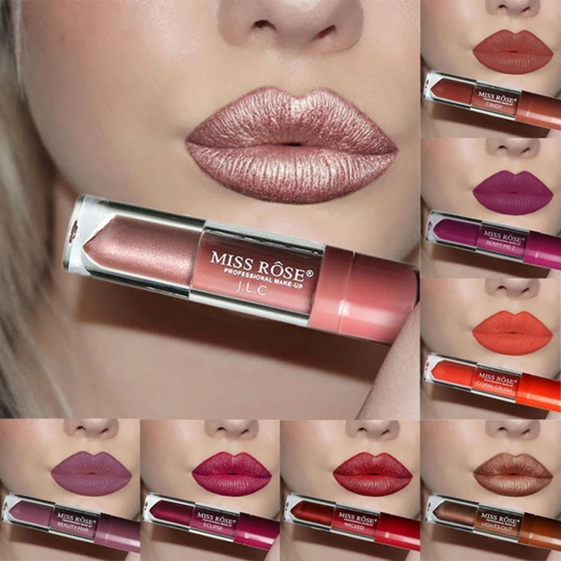 

Metallic Tint Lip Gloss Waterproof Matte Liquid Lipstick Red Long Lasting Metal Color Mate Lipgloss Women Lips Makeup