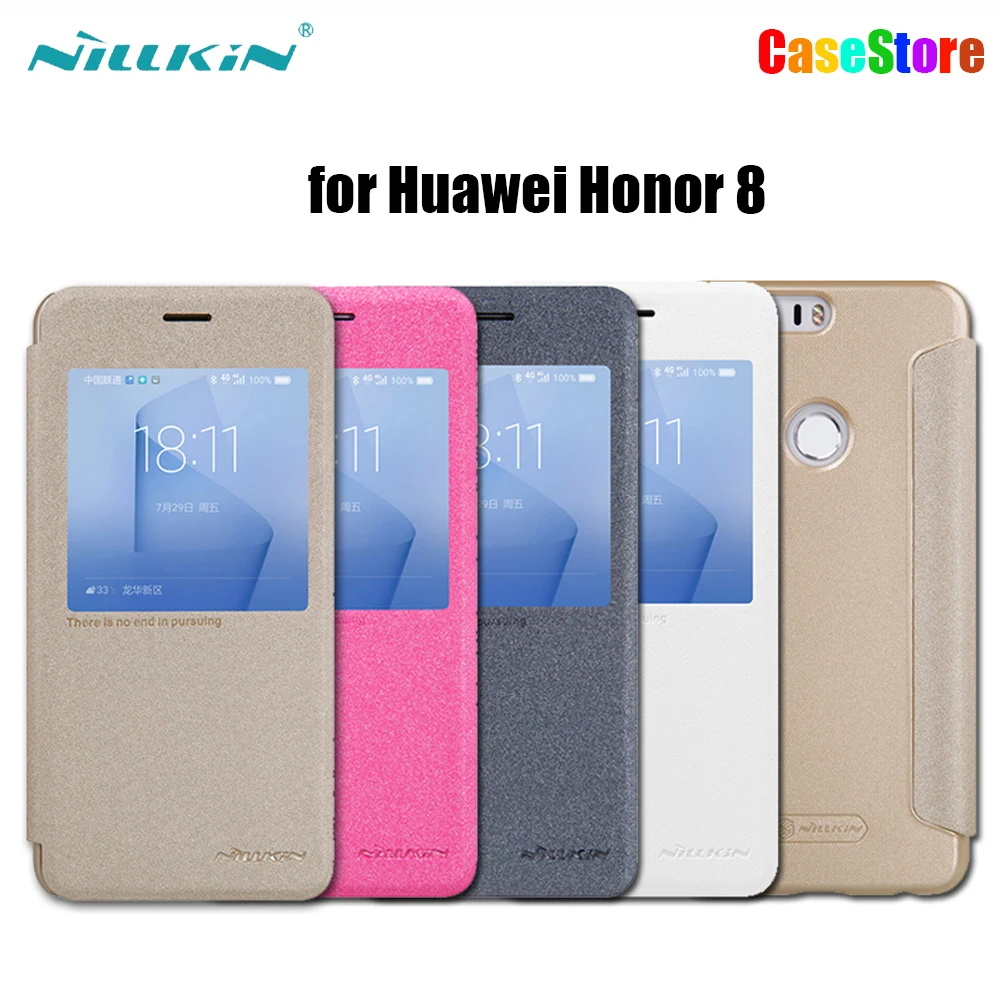 Original NILLKIN Sparkle Flip Leather Case for Huawei Honor 8 Smart View Window Back Cover Phone