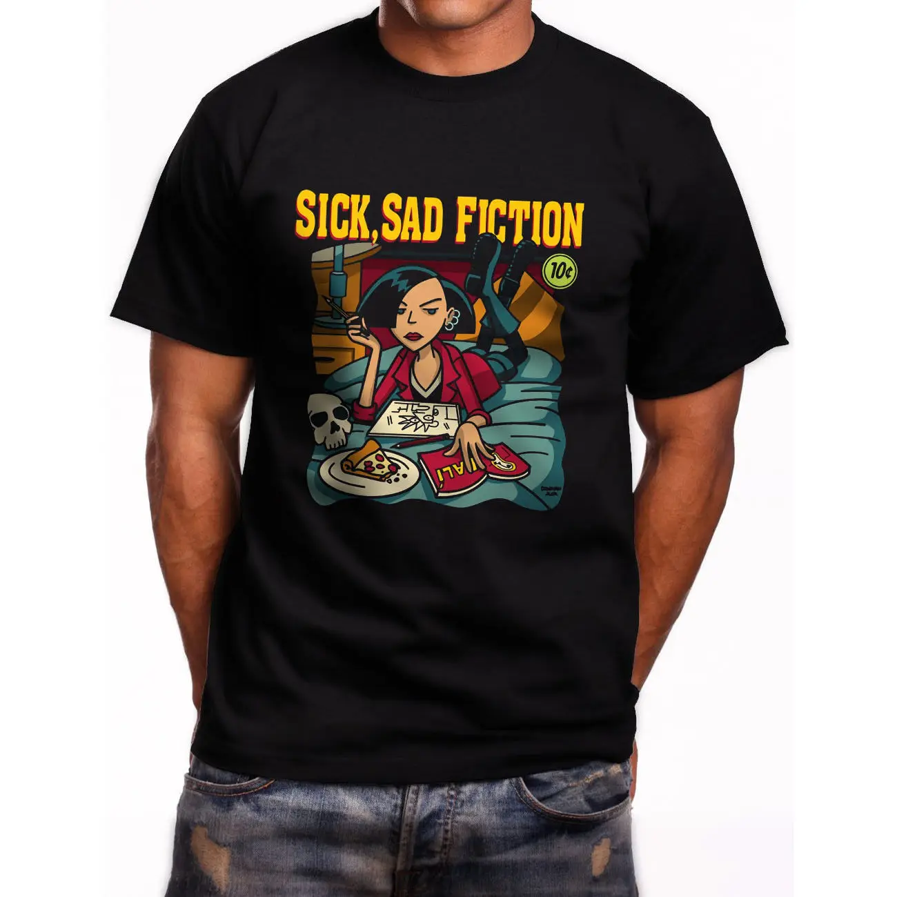 New Daria Pulp Fiction Short Sleeve Men's Black T-Shirt Size S To 3XL T Shirt Casual Short Sleeve for Men Clothing Summer