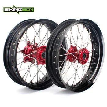 

BIKINGBOY 17" Full Set Supermoto Wheel Hub Rim for Honda CRF 250 450R CRF250R 14 15 16 CRF 250 R 2014-2019 CRF450R 2015-2019