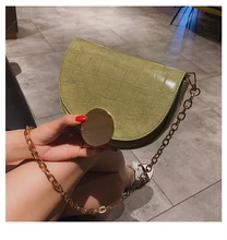 ETAILL Crocodile Pattern Saddle Bag Alligator PU Leather Bag Round Women Half Moon Bags 2019 New INS Golden Chain Crossbody Bags ETAILL Crocodile Pattern Saddle Bag Alligator PU Leather Bag Round Women Half Moon Bags 2019 New INS Golden Chain Crossbody Bags