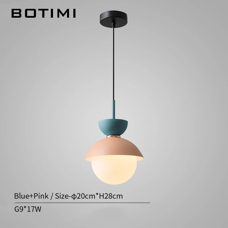 BOTIMI Modern LED Pendant Lights With Glass Lampshade For Dining Room Colorful Restaurant Hanging Kitchen Lighting Fixtures - Цвет корпуса: Blue Pink