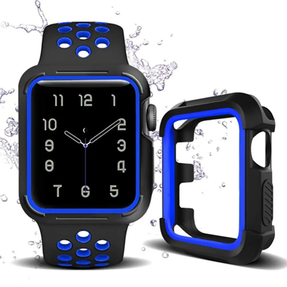 CRESTED sport silicone watch cover+strap for apple watch case 4 42mm 38mm full protector rubber case for iwatch 4/3/2/1 44mm 40