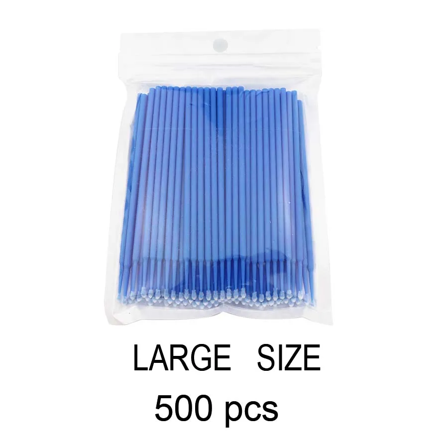 500 шт ресницы чистые кисти для прививки микро щеточки одноразовые не линяя тушь для ресниц щетка для ресниц палочка-аппликатор для блеска - Цвет: 500-pcs-blue