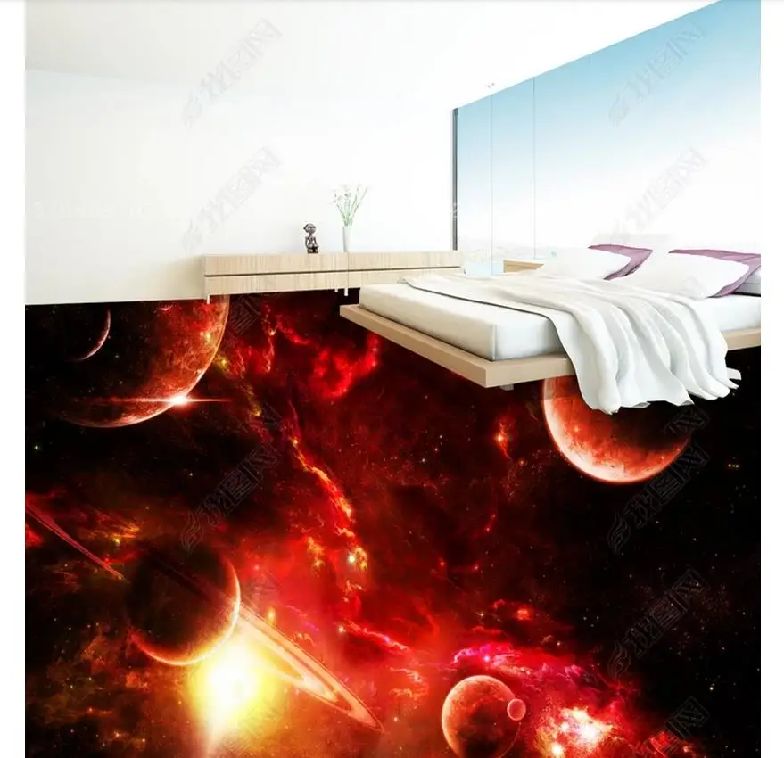 

custom wallpaper 3d flooring Waterproof self-adhesion murals 3D three-dimensional space star floor tile floor background wall