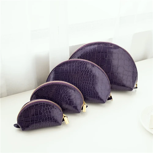 Высокое качество красочные 4 размера 1 комплект Аллигатор косметичка Сумка для хранения женская сумка с леопардовым принтом - Цвет: purple set