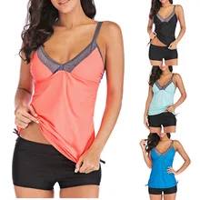 Танкини размера плюс женский купальник из двух частей купальник с высокой талией купальный костюм S-5XL