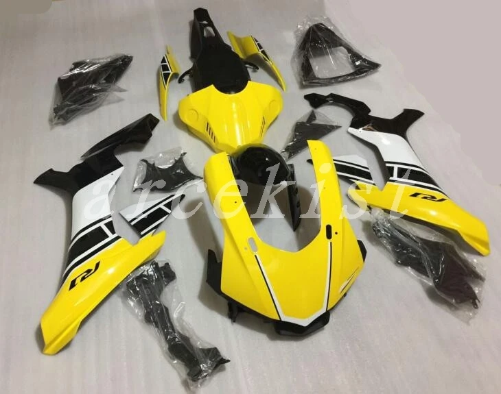 ABS литья под давлением обтекатель комплект подходит для YAMAHA YZF-R1 YZF R1 15 16 17 18 YZF1000 желтый белый