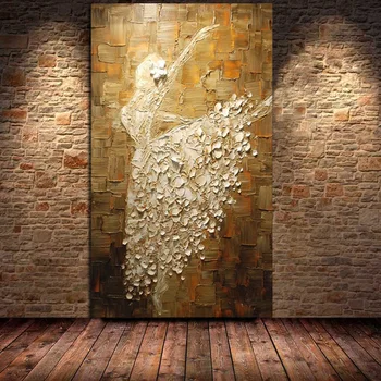 

Hand Painted abstract ballet girl oil paintings modern palette knife canvas art Home Decor Abstract Art Living Room Wall Decor