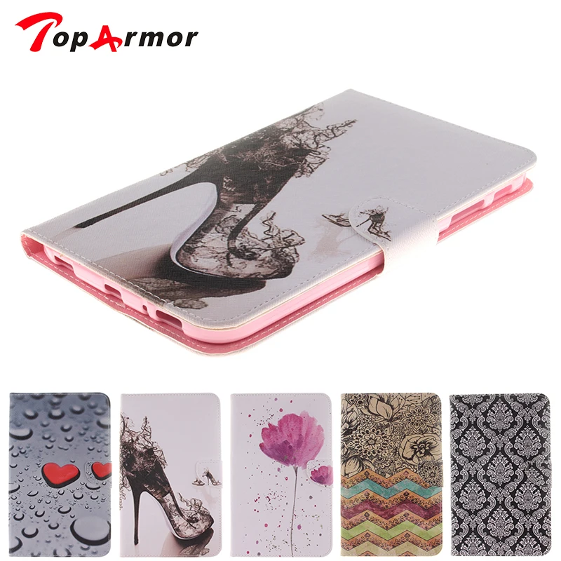 

TopArmor Hot fashion wallet flip leather tablet case for Samsung Galaxy Tab 3 8.0 T310 soft TPU back cover High-heeled shoes