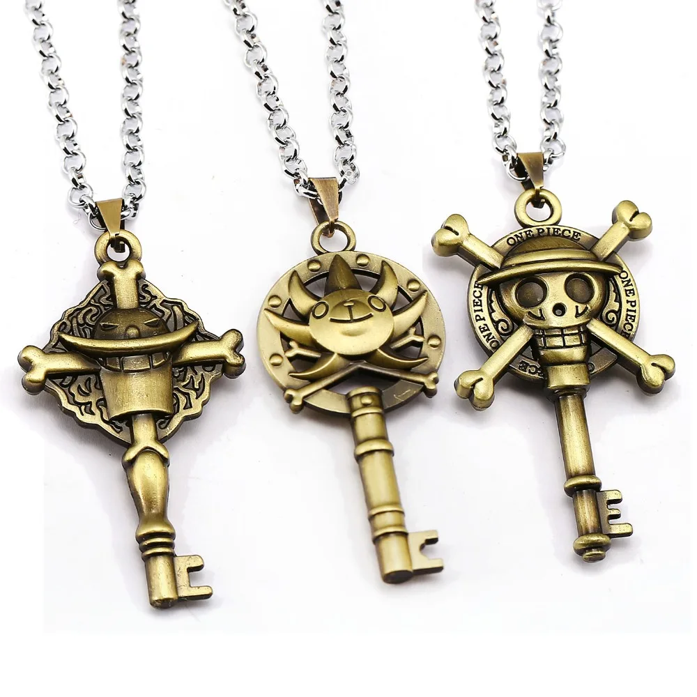 Unique One Piece Anime Statement Pendant Necklace Retro Copper Metal