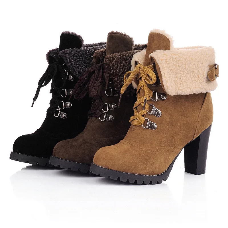 

Ankle Boots New Shoes For Autumn Winter Fur Shoes Ladies Shoes Leather wedges Shoes botas feminina NA262