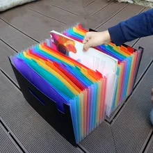 24Pockets Expanding File Folder Portable Accordion File Folder A4 Expandable Business File Organizer and Label Classify Storage 24 pockets a4 accordion expanding high capacity plastic stand bag colored tab file organizer