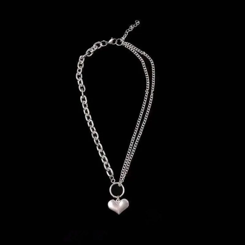 Панк Ретро цепочка в форме сердца ожерелье пара мода уличная подвеска HARAJUKU ожерелье s