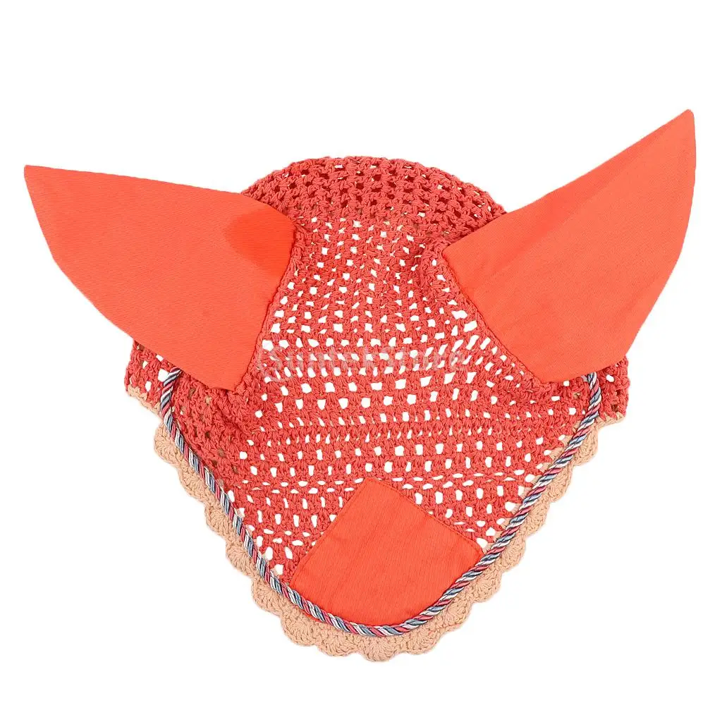 MagiDeal Horse Crochet Fly Veil Breathable Cotton Ear Net / Bonnet / Hood - Various Colors 4