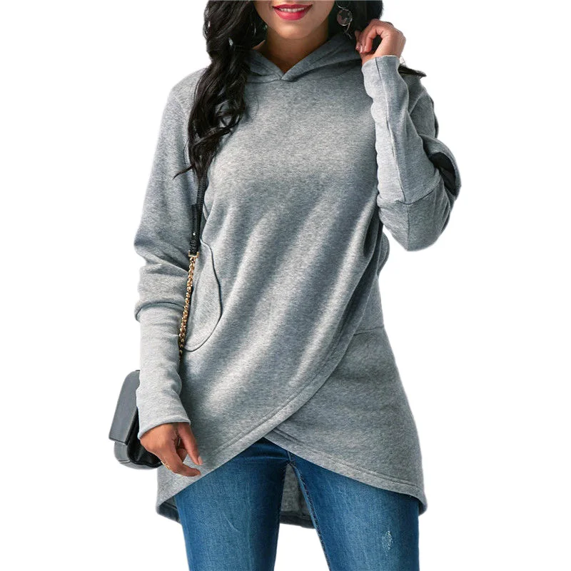 Hoodie Women Plus Size Hooded Sweatshirt Womens Hoodies Casual Long Sleeve Pullovers Loose Asymmetric Hoodie Jumper Sweat Femme