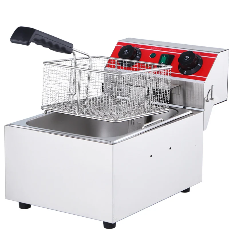 US $209.00 Electric Deep Fryers blast furnace commercial frying machine single cylinder oil deep pan thickened 10L time fry