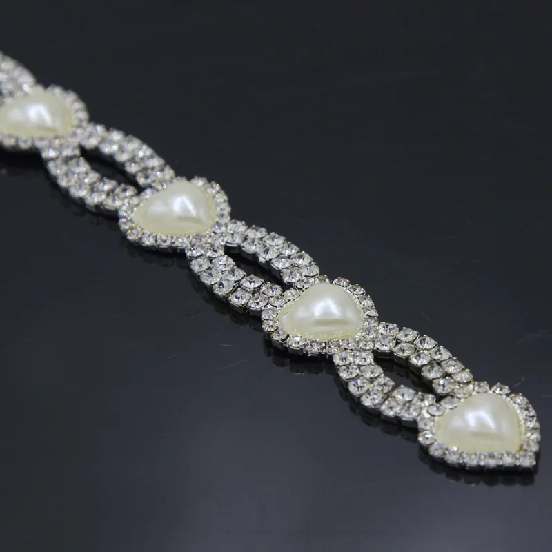 $89.1 10Yards Pearls Sewing Bridal Rhinestone Sew On Crystals Applique Trim For Wedding Dress Sash