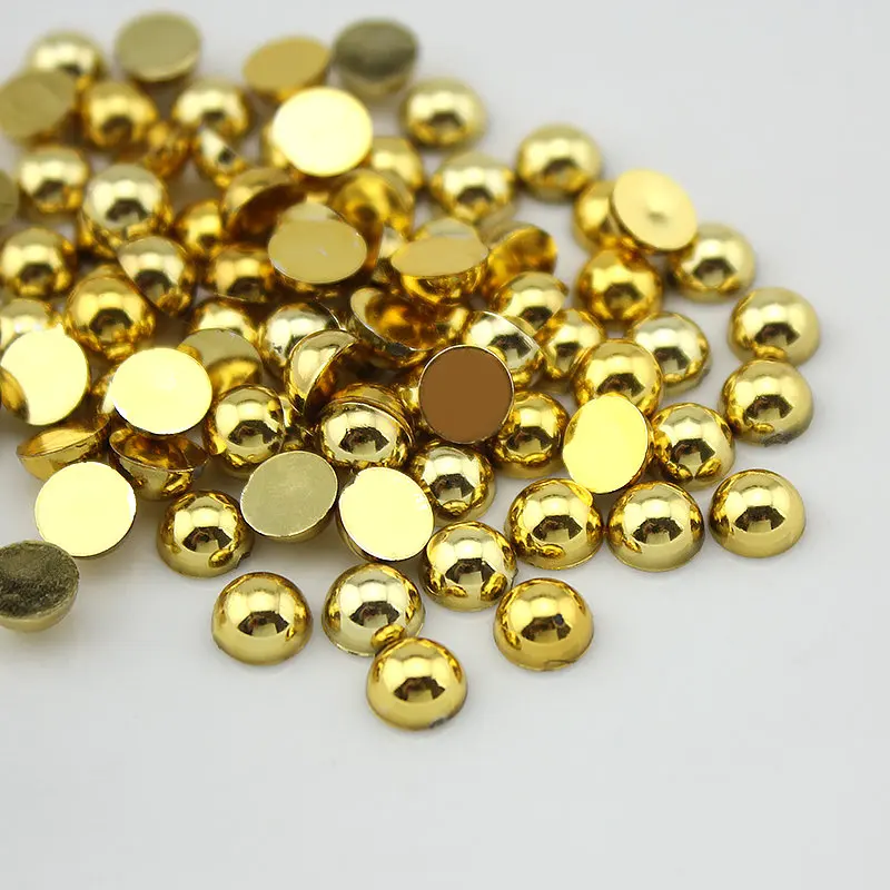 Разноцветные серебристые и золотые полукруглые бусины с плоской задней стороной ABS, модные украшения для дизайна ногтей, аксессуары для телефона