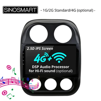 

SINOSMART 2.5D IPS/QLED Screen 1G/2G Car Audio GPS Navigation Player for Jeep Compass 2010-2016 32EQ DSP, 4G SIM RAM Optional