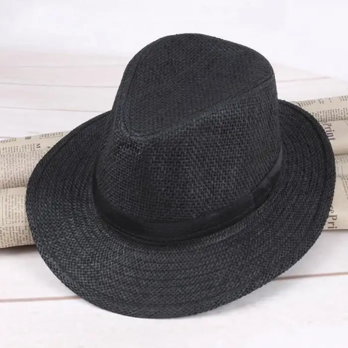 Мужская соломенная шляпа-Панама ручной работы ковбойская Кепка летняя пляжная шляпа с полями для путешествий NFE99