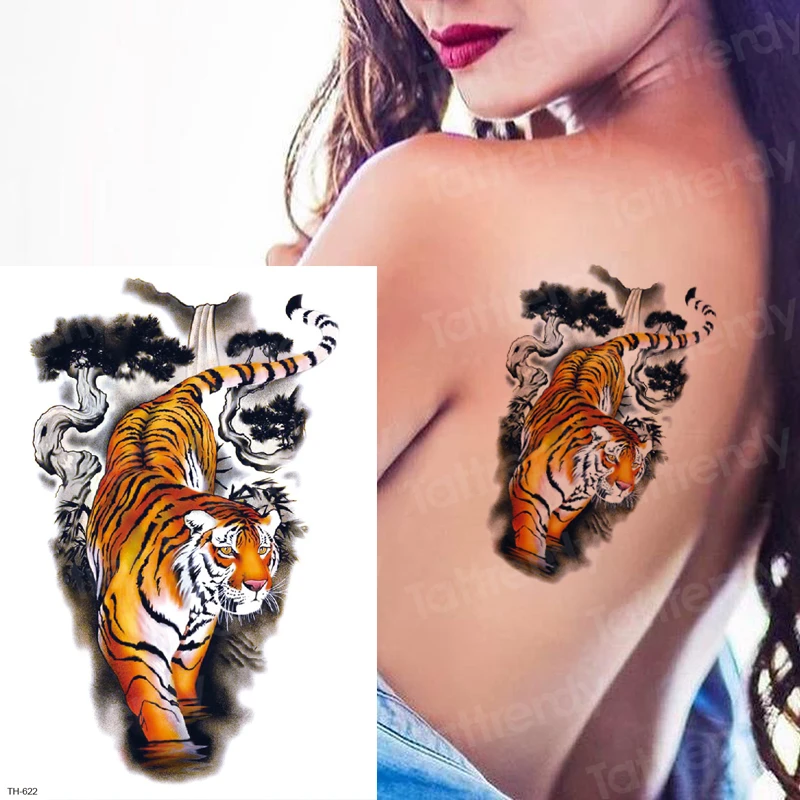 Temporary Tiger Tattoo Mens Fake Tattoo Temporary Thigh Tattoos Arm Sleeves Post Tattoo Back Sexy Women Tatoo Girls Summer Style Temporary Tattoos Aliexpress