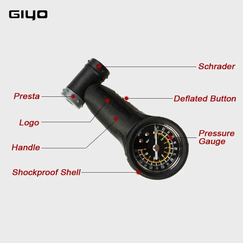 Шинный манометр Giyo для велосипеда клапаны Schrader Presta Воздушный 160 PSI