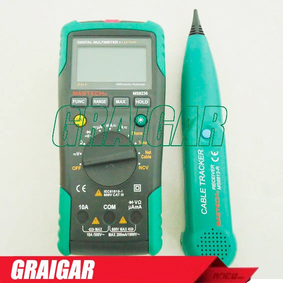 

MASTECH MS8236 Autoranging Digital Multimeter LAN Tone Phone Detector Cable Tracker Voltage Tester