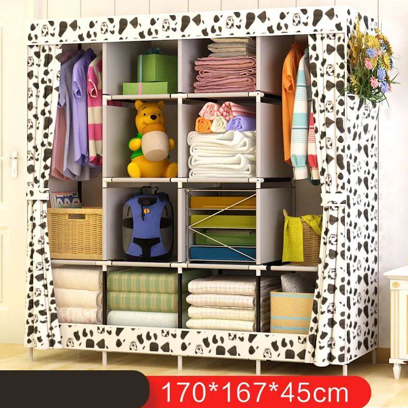 Multi-function Wardrobe Fabric Folding Cloth Storage Cabinet DIY Assembly Easy Install Reinforcement Wardrobe Closet