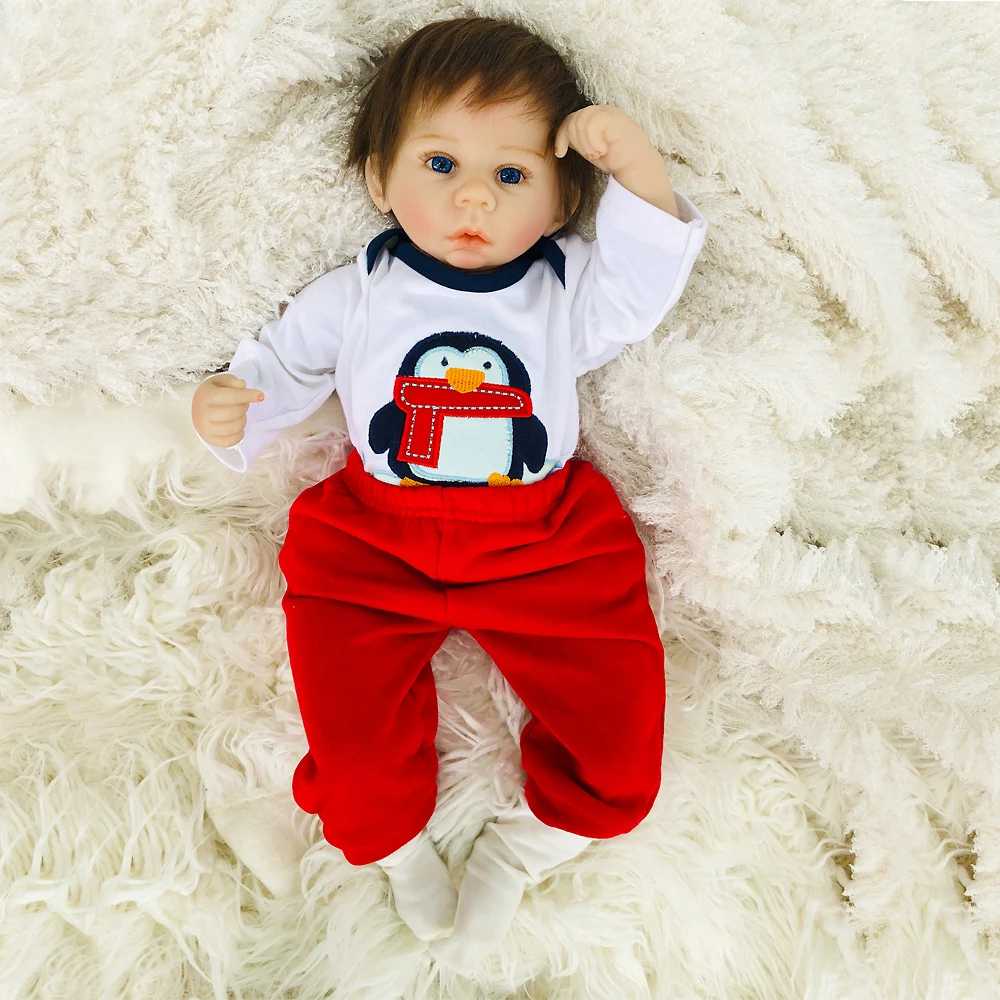 

45cm Soft Silicone Reborn babies Dolls real reborn boy collectible doll Lifelike Baby Alive Dolls Kids Playmate kids toys
