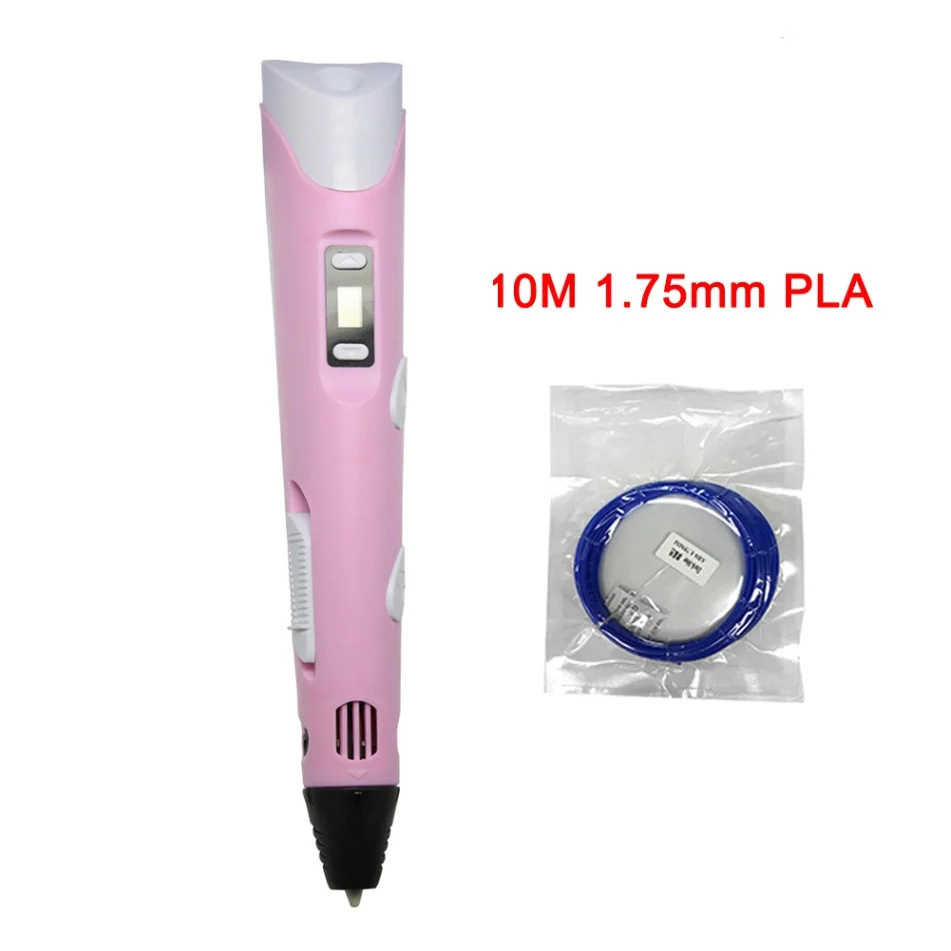 3D Ручка Регулируемая скорость и температура с 100 м ABS 1,75 мм нити Смарт 3d печать Ручка для рисования светодиодный дисплей для детей Подарки - Цвет: pink 10m