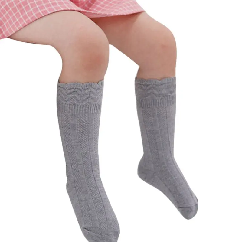 

Autumn Kids Toddler Baby Girls Cotton Socks Solid Blend Breathable Girls Knee High Long Warm Knee Socks