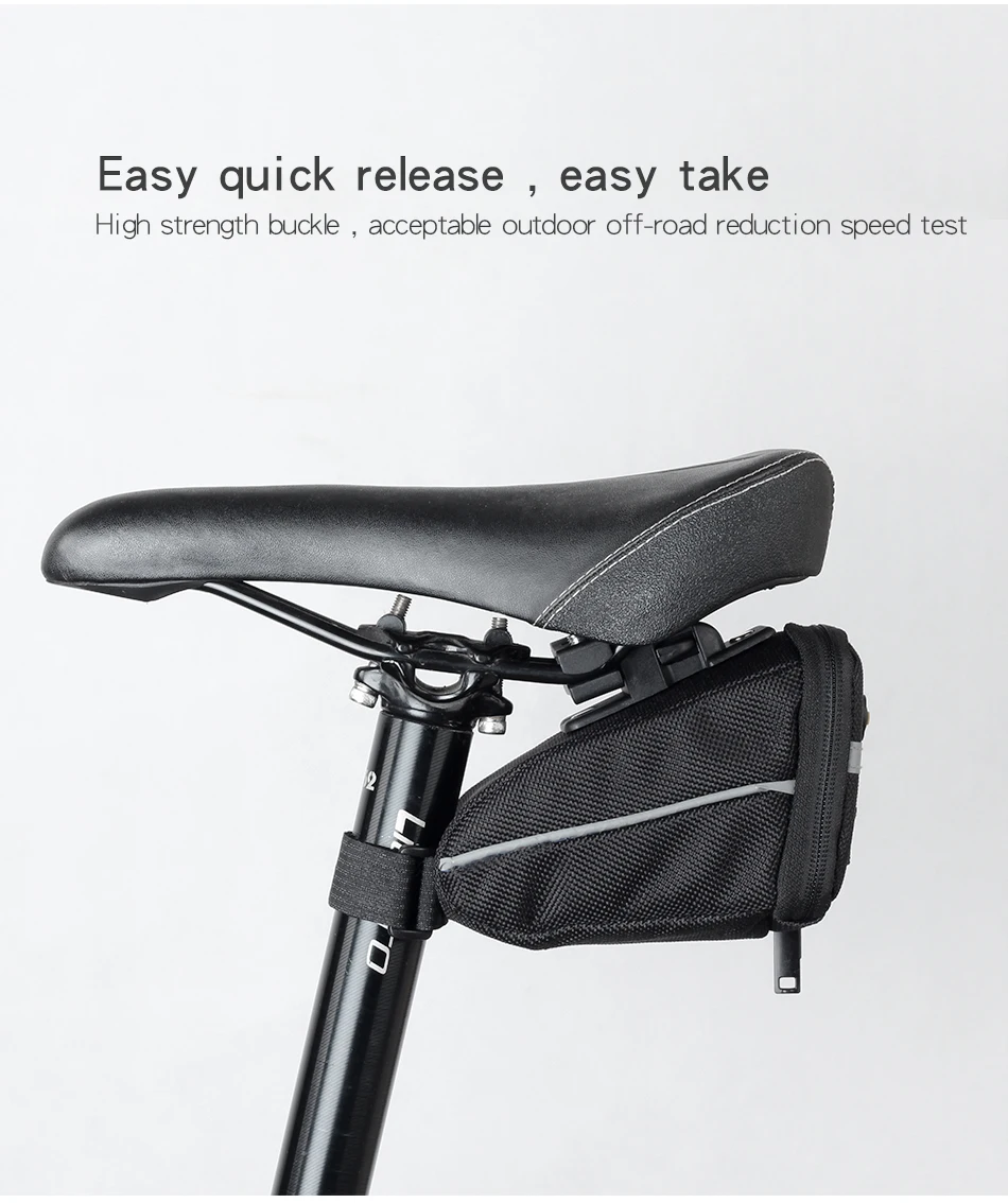 Сумка для велосипедного седла Rhinowalk, БЫСТРОРАЗЪЕМНАЯ седельная сумка, светоотражающая велосипедная сумка для заднего сиденья, черный цвет, 15*7,5*7,5 см, полиэстер