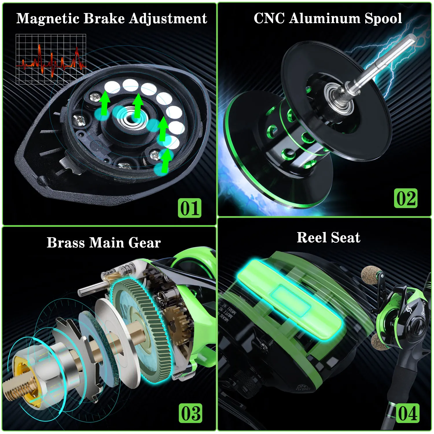 Sougayilang 1.8M 2.1M Casting Fishing Rods with 12+1BB 7.2:1 Baitcasting Reel Combo for Travel Freshwater Saltwater Fishing