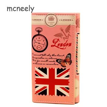

Mcneely Wallet England Style Female Leather women's Wallets for Credit Card Holder Long Eiffel Tower Clutch bags pink Coin Purse